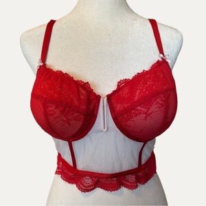 Auden Women's dainty Red Pink longline bra bustier